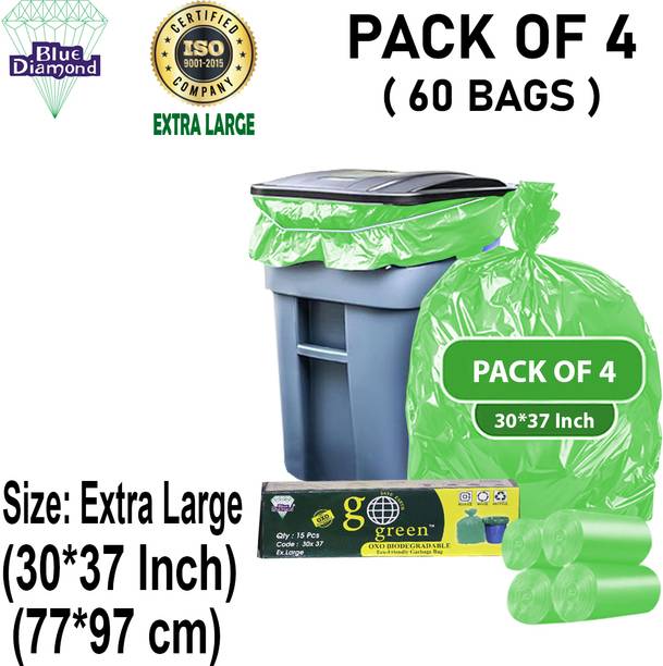 KALP CRAZE Extra Large Green Trash Bags - 30x37 Inches | Industrial Strength XL 80 L Garbage Bag  Pack Of 60