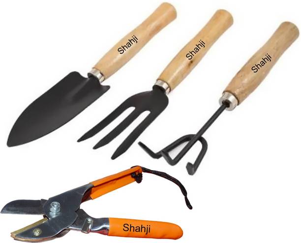 SHAHJI Garden tools SGT50 kit ,mini trowel set wooden handle,rolcut pruner Garden Tool Kit