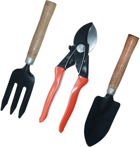 SHAHJI Garden tools SGT49 set,mini fork,mini trowel,double cut Garden Tool Kit