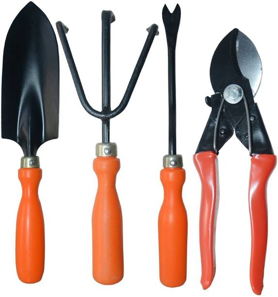 SHAHJI Garden tools 4pcs set, small trowel,cultivator,weeder,double cut Garden Tool Kit