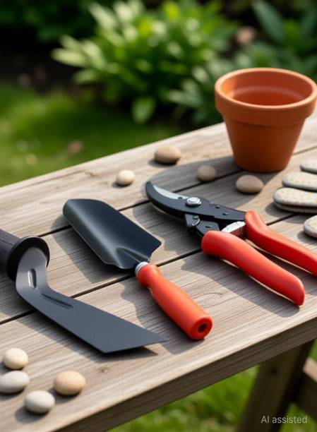 SHAHJI gardening khurpi , hand trowel & majar type pruner Garden Tool Kit