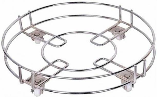 Spacekeeper Stainless Steel Cylinder Trolley with Wheels | Gas Roller Trolly Gas Cylinder Trolley