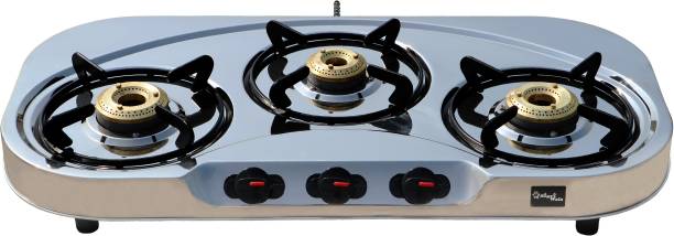 Sigri-wala Classis Stainless Steel ISI Certified 3 Burner Stainless Steel Manual Gas Stove