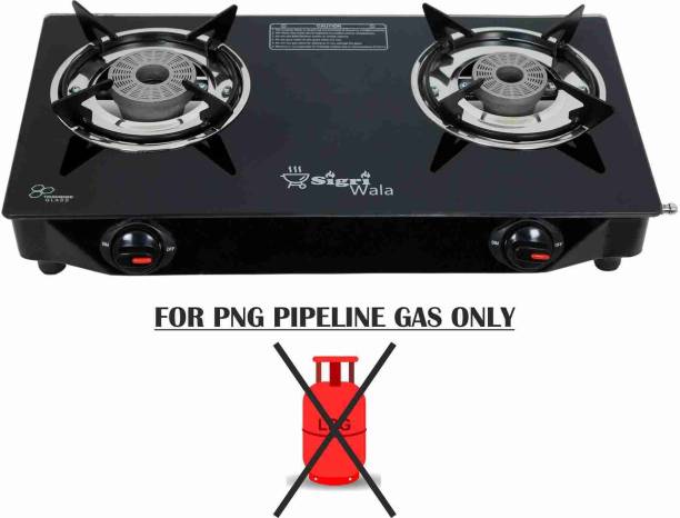 Sigri-wala 2B PNG/CNG Compatible Black Glass Manual Gas Stove