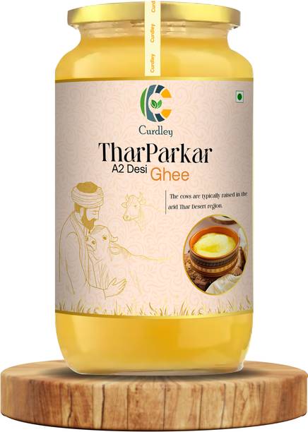 CURDLEY Tharparker A2 Desi Cow | Traditional Vedic Bilona Method | Ghee Glass Bottle