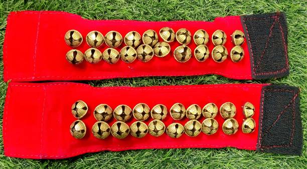 SKSM METALS Premium Ghungroo Ankle Bells Velcro 2 line adjustable strap Pad Ghungroo Bells
