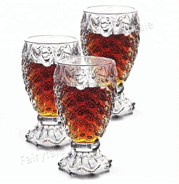 Sontox Enterprise (Pack of 3) 190 ML Pineapple Shape Glass for Water, Cold Drink, Cocktail, Beer (Set of 3) Glass Set Water/Juice Glass