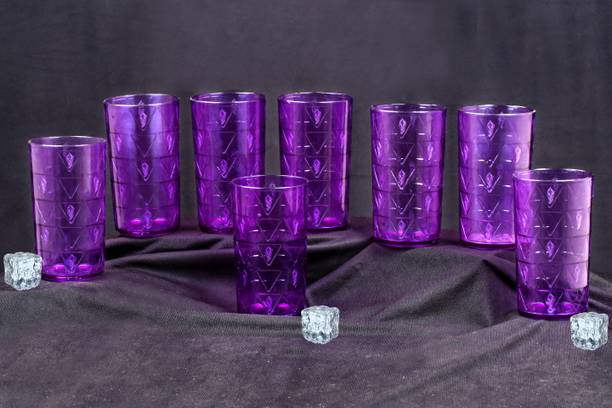 BELLERBIRD (Pack of 8) Prism with morpicch designe shape Glass set for kitchen Glass Set Water/Juice Glass