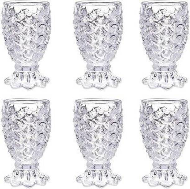 Sontox (Pack of 6) Crystal Clear Pineapple Shaped Juice Glass Set of 6 Pieces Glass Set Water/Juice Glass