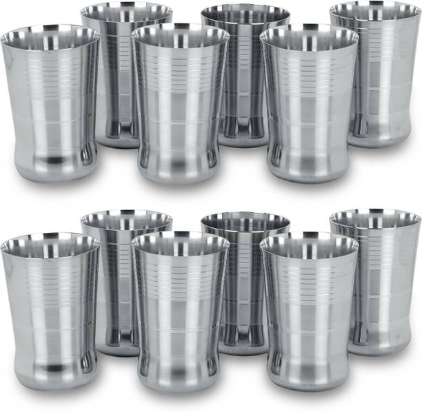 Vm Om Sai Lifetime (Pack of 12) Pack of 12(G3) Stainless Steel Water, Juice & Drinking Glasses Glass Set Water/Juice Glass