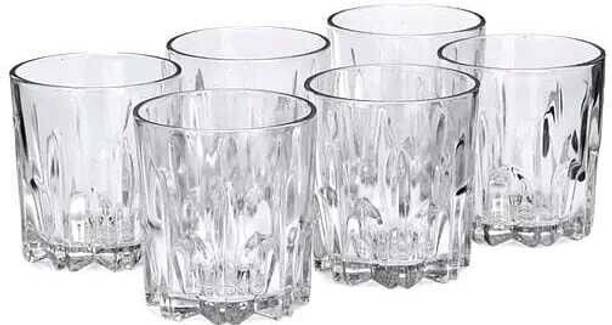 Vitrexa (Pack of 6) Premium Crystal-Cut Design Glass Glass Set Whisky Glass