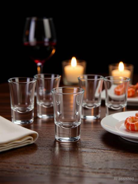 Just Cliqq (Pack of 6) Shot Glass for vodka Tequila shots heavy base Glass Set Shot Glass