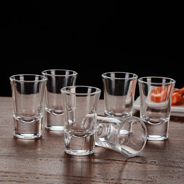 Just Cliqq (Pack of 6) Shot Glass for vodka Tequila shots heavy base Glass Set Shot Glass 50 ml, Glass, Clear