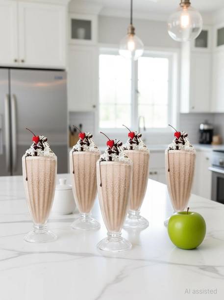 mrhousedecor (Pack of 6) Hub Falooda Glass Mugs , Ice Cream Glass ,Juice Glass ,Water Glass ,Wine Glass Glass Set Water/Juice Glass