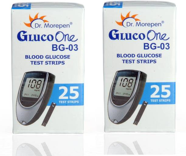 Dr. Morepen BG03 Dr.Morepen 25 strips (Pack of 2) 50 Glucometer Strips