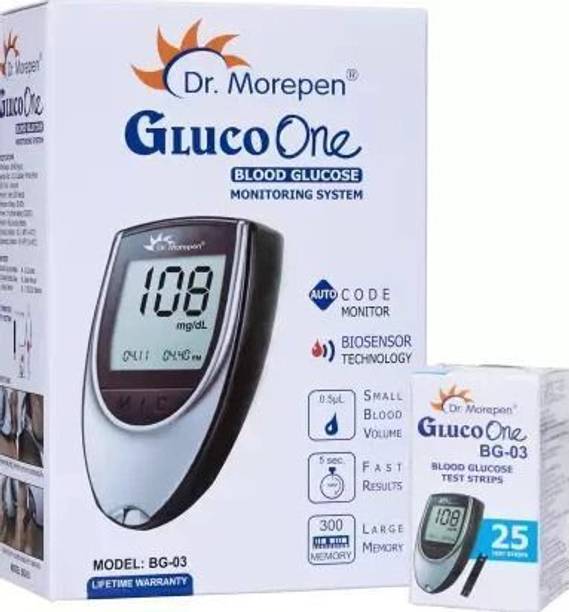 Dr. Morepen BG-03 Gluco One Glucometer Combo, 25 Strips Glucometer