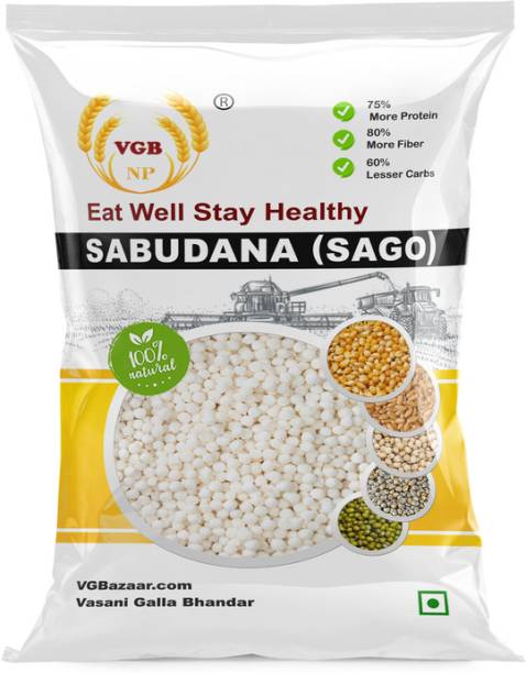 VGBNP Natural sabudana for Fasting (Premium sago) Tapioca Granules, Sabudana- 5kg Sago