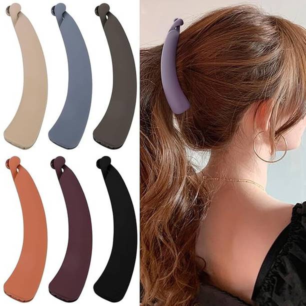 locklux Korean Big Size Stylish Banana Clips Girls&Women 6pcs Partywear Big Banana Claw Banana Clip