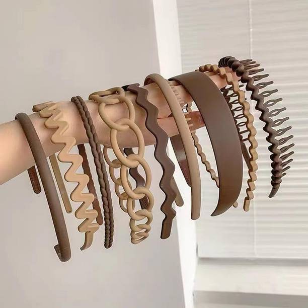 HONEY ACCESSORIES Women 9Pcs Plastic Teeth Hairband Matte Hair Bands For Women Girls Hair Band