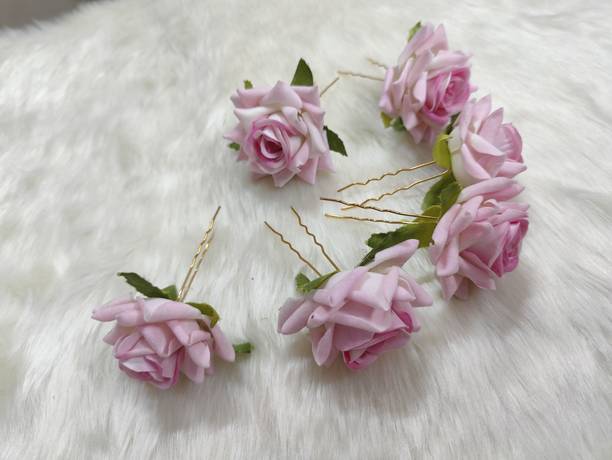FAUNTRIUS Rani Rose Flowers Hair Clips,Hair Accessories,Hair Pins for B'day,Gift(6 Pack) Hair Pin