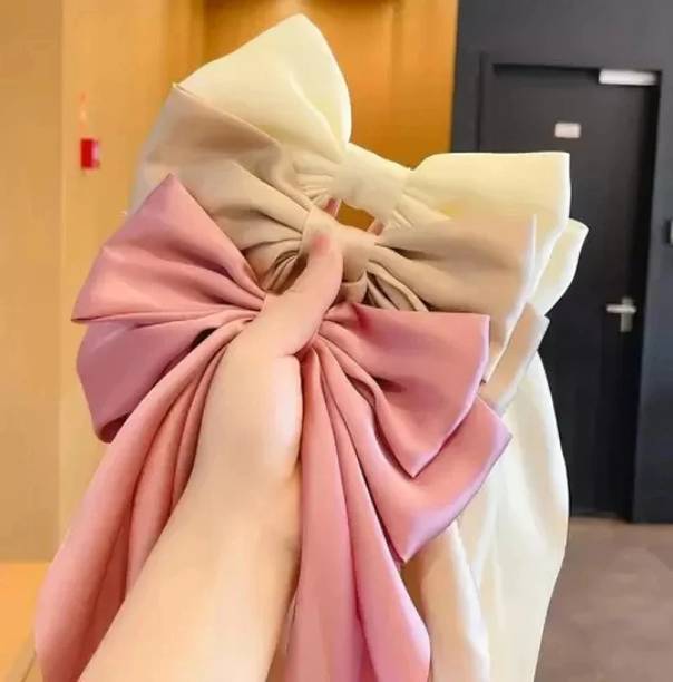 FilterFashion Bow Hair Clip/ Hair Ribbon For Women And Girls Made With Silk Satin Hair Clip