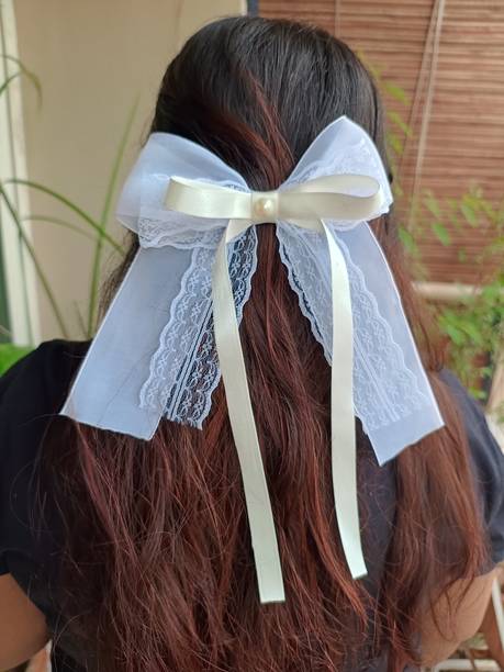 KAYPS WORLD Big Size Ribbon Hair Bow For Women Butterfly Design Organza, Net & Sattin Fabric Hair Clip