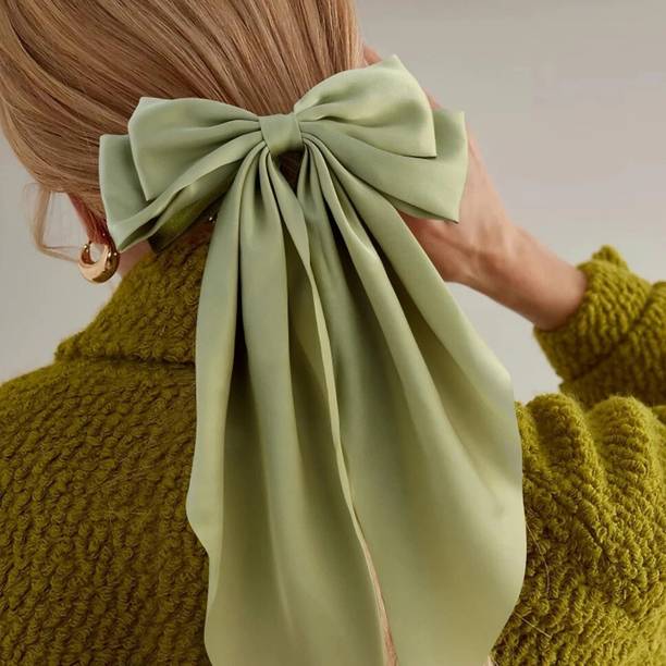 FilterFashion Bow Hair Clip/ Hair Ribbon For Women And Girls Made With Silk Satin Hair Clip