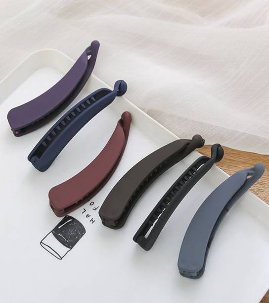 Alucia Matte Banana Hair Claw Clip Clutcher For Girls, Women 6PCS Banana Clip