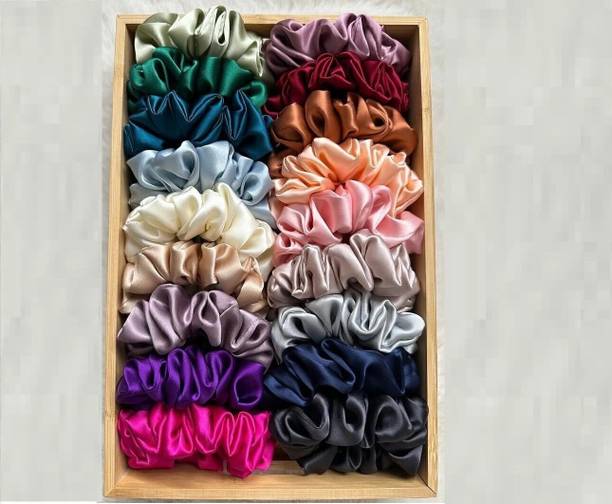 AALIYA INTERNATIONAL Classic Satin Silk Scrunchies For Women And Girls PACK Of 12 Rubber Band
