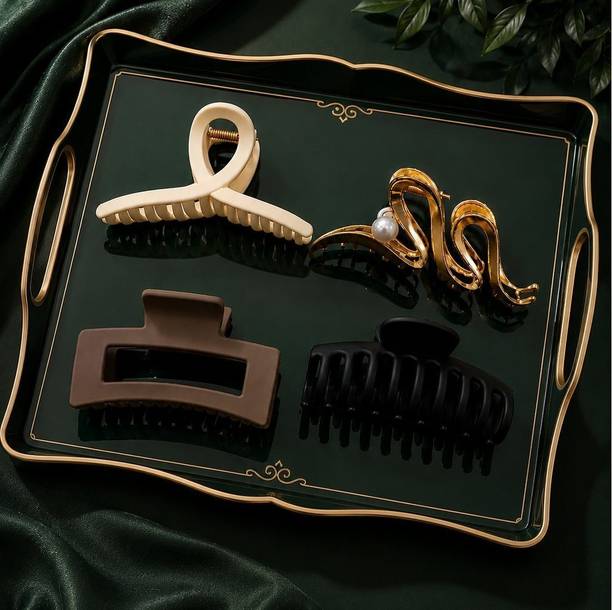 Dressberry Stylish Hair Clips for Women Non Slip Grip Clutcher, Trendy Combo Set 4Pcs Hair Accessory Set
