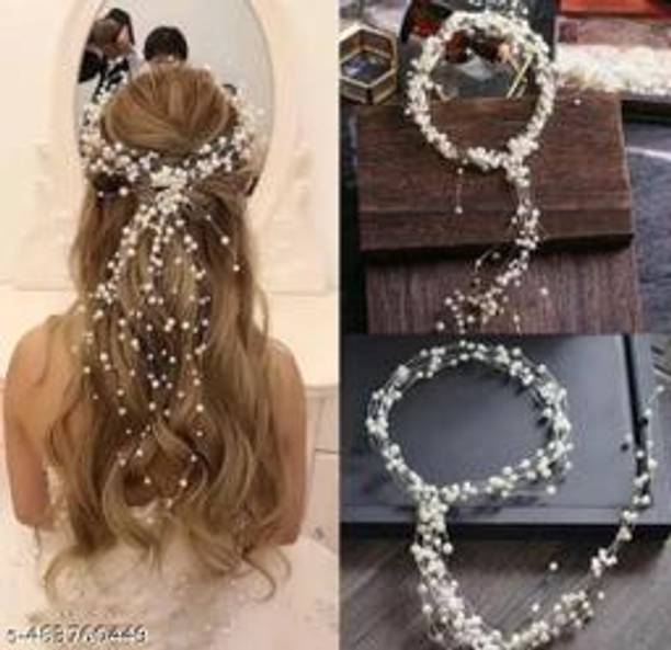 Pearl Long Tiara for Women/Girls Hair Accessory Set