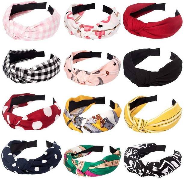 QNAM Fancy KNOTTED Hairband / Gift for Girls / Baby / Kids / Pack of 12 Hair Band