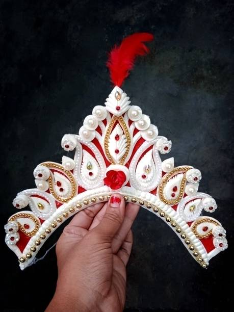 BengCraft Bengali Wedding Bridal Shola Crown Mukut Topor Sola Biyer Sithi Mutuk7 Hair Accessory Set