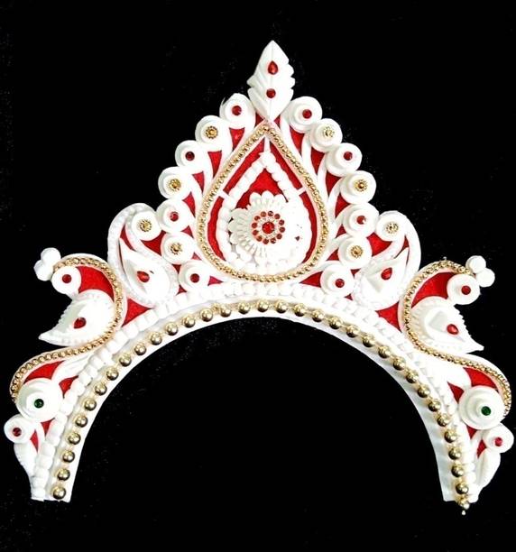 house of common Bengali Wedding Bridal Shola Crown Mukut for Bride Topor Sola Biyer Mutuk Hair Accessory Set