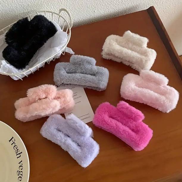 WesttFashion Fur rectangle hair clutcher hair claw clip pack of 2 pcs Hair Claw (Multicolor) Hair Clip