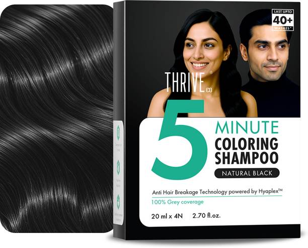 ThriveCo Hair Colouring Shampoo Natural Black|5-Minute Hair Dye Shampoo| Ammonia-Free , Natural Black