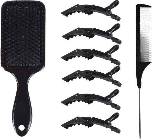 VEDETIC Salon Use Hair Styling Paddle And Tail Comb and 6 pcs Hair Section Clips . Price in India