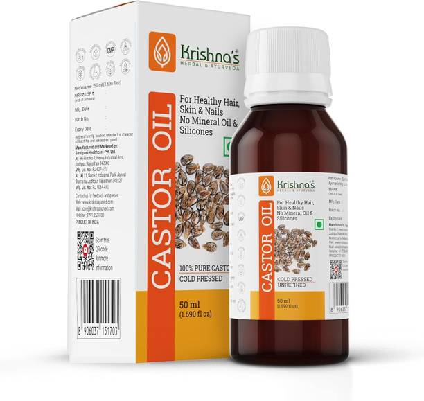 Krishna's Herbal & Ayurveda Castor Oil for Healthy Hair, Skin & Nails | No Mineral Oils and Silicones Hair Oil