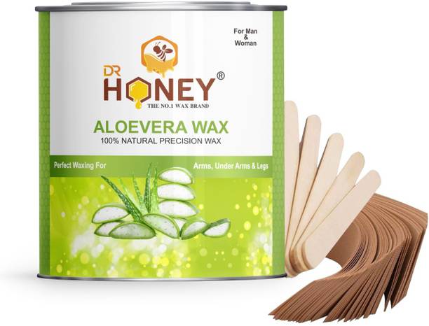 DR.HONEY Honey nature Wax (600g) + Waxing Strips + Stainless Waxing aloevera wax 600gram kit wax wit h strips and sticks wax aloe vera wax for ( arms and under arms legs ) wax kit 600 gram Cream