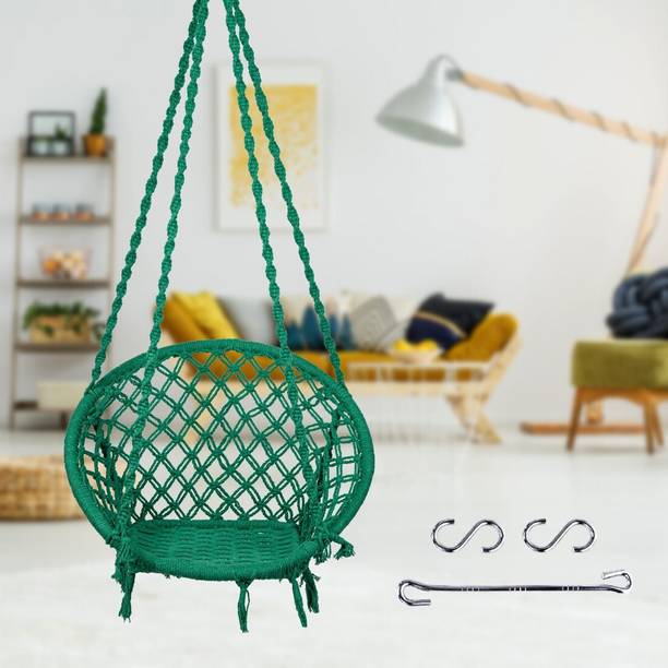 Swingzy Hanging Swing for Adults & Kids/ Swing For Home, Patio, Balcony, Garden/ Cotton, Wooden Large Swing