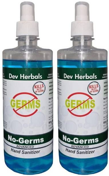 Dev Herbals Alcohol Based , Kills 99.9% Germs, 500ml Pack of 2 Hand Sanitizer Bottle