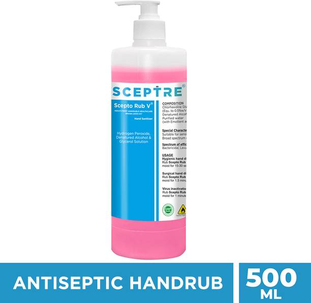 Sceptre SCEPTO RUB V 500ml widely used in Hospitals. Surgical grade Best Hand Rub Hand Sanitizer Pump Dispenser