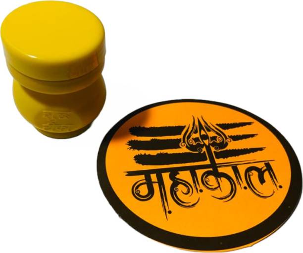 anilStore Pack of 40gm Yellow Liquid Chandan Tilak with Mahakal Sticker Free