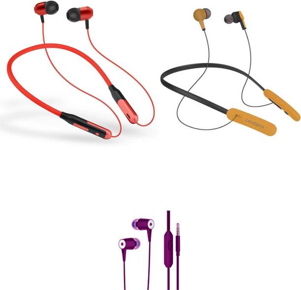 LEVELPLUS Jazz & Rise With Silver Cap Neckband Combo 45 Hours Playtime Bluetooth