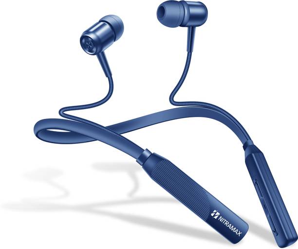 NITRAMAX V5.4 Bluetooth Neckband with Hardcore Bass & HD Calling Microphone Bluetooth Gaming