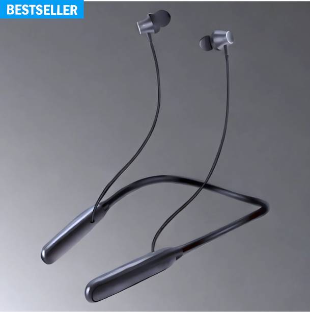 house of common Neckband Headphone with Extra Bass, Fast Charge, 30 Hours Play Bluetooth & Wired