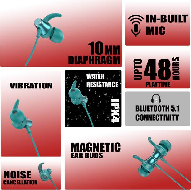 Rueqn Elite 36 Hours Playtime with Extra Deep bass Neckband Headphone Bluetooth Gaming