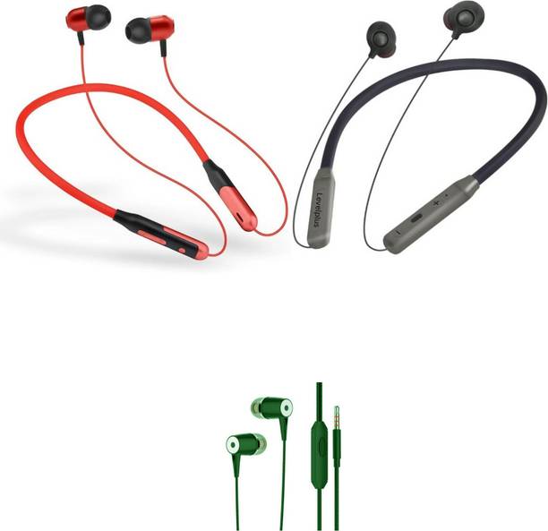 LEVELPLUS Jazz & Bliss With Silver Cap Neckband Combo 45 Hours Playtime Bluetooth