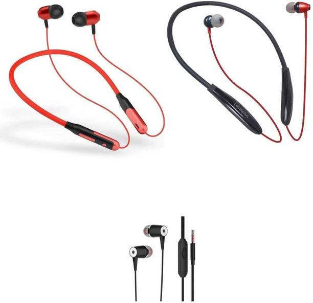 LEVELPLUS Jazz & Crush With Silver Cap Neckband Combo 45 Hours Playtime Bluetooth
