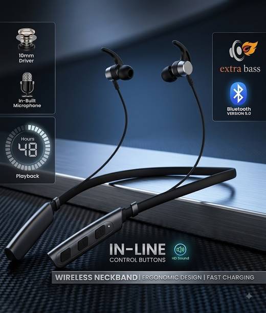 footloose NEWLY Bluetooth Neckband with dual device connectivity ,FAST CHARGINGH Bluetooth Gaming